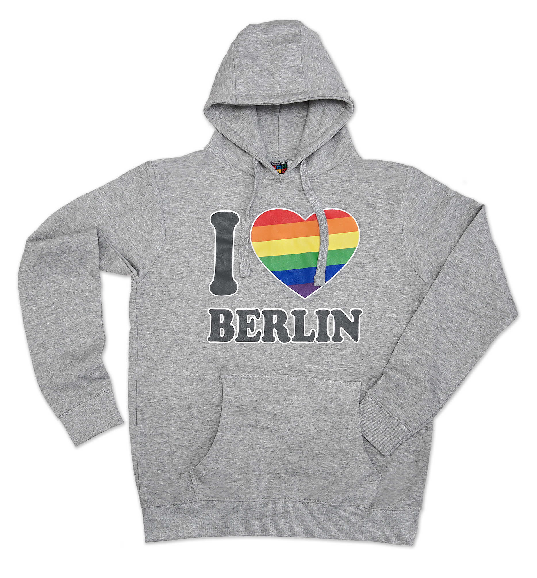 Kap-Sweatshirt "I love BERLIN" Regenbogen 